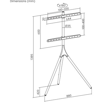 SBOX FS-1246F 45"-65" TV tripod tartó állvány fekete-barna