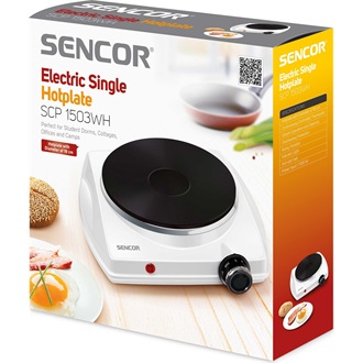 SENCOR SCP 1503WH-EUE4 Elektromos főzőlap, 18cm, 1500W, Fehér