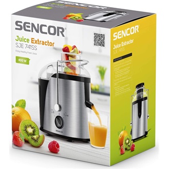 SENCOR SJE 741SS Gyümölcscentrifuga, 2 sebességfokozat, 1.2L, 400W, Fekete/Inox