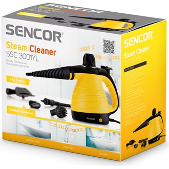SENCOR SSC 3001YL Gőztisztító, víztartály:350ml, Sárga/Fekete