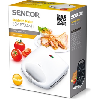 SENCOR SSM 8700WH Szendvicssütő, 1100W, Fehér