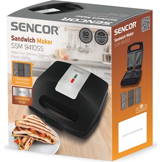 SENCOR SSM 9410SS 3in1 Szendvicssütő, 700W, Fehér