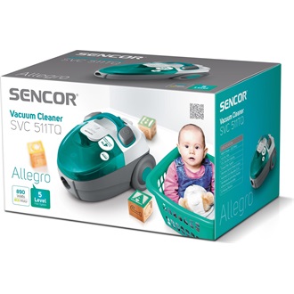 SENCOR SVC 511TQ-EUE2 Porzsák nélküli porszívó, portartály: 1,5L, 890W, Kék