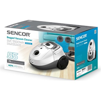 SENCOR SVC 5500WH 3AAA Porzsákos porszívó, portartály:2L, 700W, Fehér