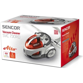 SENCOR SVC 730RD-EUE2 Porzsák nélküli porszívó, portartály: 1,5L, 800W, Piros