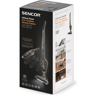 SENCOR SVC 8621TI 2in1 Vezeték nélküli álló porszívó, portartály: 0,5L, Szürke