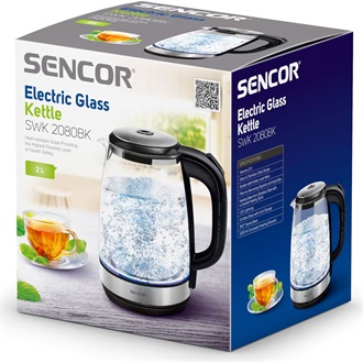 SENCOR SWK 2080BK Üveg Vízforraló, 2L, 2200W, Fekete