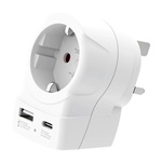 SKROSS utazó töltő USB+Type-C aljzat 250V/2.5A, földelt, FEHÉR