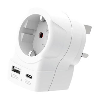 SKROSS utazó töltő USB+Type-C aljzat 250V/2.5A, földelt, FEHÉR