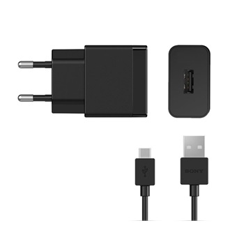 SONY hálózati töltő USB aljzat (15W, PD gyorstöltő 3.0 + UCB20 Type-C kábel) FEKETE (Gigapack csomagolás)