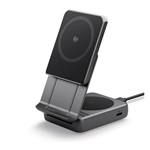 SPIGEN EF302MOQ asztali töltő 2in1 (25W, wireless, MagSafe, AirPods töltő, Qi2) FEKETE