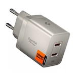 SPIGEN ESSENTIAL EE472EU-GAN hálózati töltő 2 Type-C aljzat 47W, PD gyorstöltő, TITÁNIUM