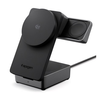 SPIGEN ESSENTIAL EF323MQ asztali töltő 3in1 (25W, gyorstöltő, wireless, MagSafe, Airpods, Apple Watch töltő) FEKETE