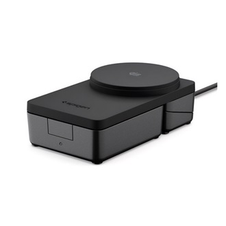 SPIGEN ESSENTIAL EF323MQ asztali töltő 3in1 (25W, gyorstöltő, wireless, MagSafe, Airpods, Apple Watch töltő) FEKETE