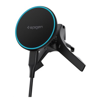 SPIGEN ESSENTIAL EV15MAQ autós tartó (szellőzőre, állítható, 15W, wireless, mágneses, Qi2) FEKETE
