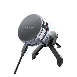 SPIGEN ESSENTIAL PELTIER EV25MFAQ autós tartó (szellőzőre, állítható, 15W, LED jelzés, wireless, mágneses, Qi2) FEKETE