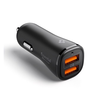 SPIGEN ESSENTIAL autós töltő 2 USB aljzat 30W, PD gyorstöltő 3.0, FEKETE