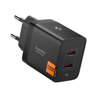 SPIGEN ESSENTIAL hálózati töltő 2 USB aljzat 47W, PD gyorstöltő 3.0, FEKETE