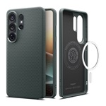 SPIGEN LIQUID AIR szilikon telefonvédő (ütésállóság, légpárnás sarok, rombusz, MagSafe) SÖTÉTZÖLD