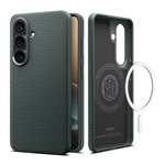 SPIGEN LIQUID AIR szilikon telefonvédő (ütésállóság, légpárnás sarok, rombusz, MagSafe) SÖTÉTZÖLD