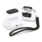 SPIGEN LOCK FIT M műanyag tok (ütésállóság, karabíner, kézpánt, karbon minta) FEKETE Apple AirPods Pro 1/2