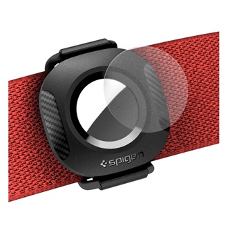 SPIGEN PET COLLAR szilikon tok hátizsák pántra, gumis rögzítés + védőfólia, FEKETE Apple AirTag