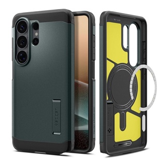 SPIGEN TOUGH ARMOR MAG műanyag telefonvédő (ütésállóság, kitámasztó, MagSafe) SÖTÉTZÖLD