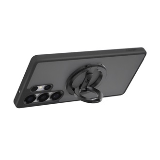 SPIGEN tartógyűrű (mágneses, telefon tartó, kitámasztó, MagSafe, karbon minta) FEKETE