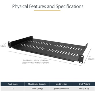 STARTECH 2-PACK 1U SERVER RACK SHELF .