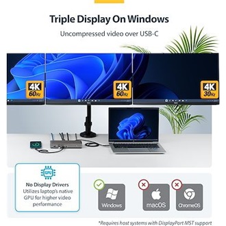 STARTECH 3X MONITOR USB-C DOCK 100W PD TRIPLE-MONITOR DP/HDMI 4K60