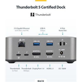 STARTECH THUNDERBOLT 5 DOCKING STATION TRIPLE MONITOR 140W LAPTOP CHARG