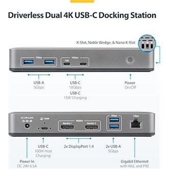 STARTECH USB-C DOCK 2X DP 100W PD .