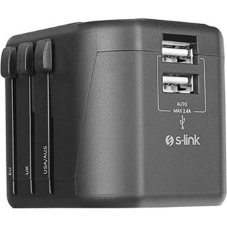 S-Link SL-WL024 Travel 1db villásdugó (EU/UK/USA/AUS) utazó adapter fekete
