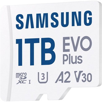 Samsung 1024GB EVO Plus (+adapter) UHS-1 Class10 U3 V30 A2 vízálló ütésálló microSDXC memóriakártya BOX fehér