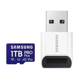 Samsung 1024GB Pro Plus UHS-1 Class10 U3 V30 A2 microSDXC memóriakártya + kártyaolvasó BOX fehér-kék