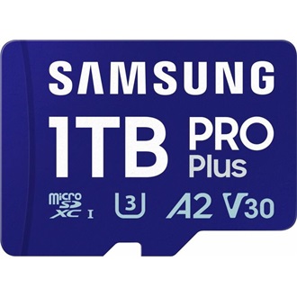 Samsung 1024GB Pro Plus UHS-1 Class10 U3 V30 A2 microSDXC memóriakártya + kártyaolvasó BOX fehér-kék
