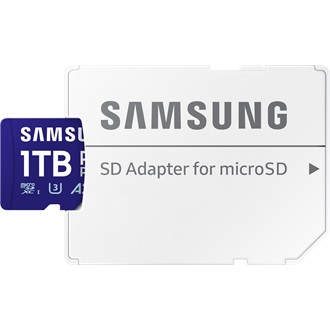 Samsung 1024GB PRO Plus (+adapter) UHS-1 Class10 U3 V30 A2 vízálló ütésálló microSDXC memóriakártya BOX kék