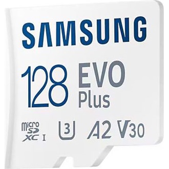 Samsung 128GB EVO Plus (+adapter) UHS-1 Class10 U3 V30 A2 microSDXC memóriakártya BOX fehér