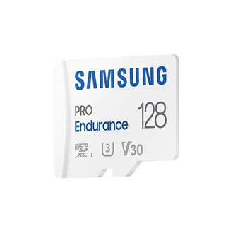 Samsung 128GB PRO Endurance (+adapter) UHS-1 Class10 U3 V30 vízálló ütésálló microSDXC memóriakártya BOX fehér