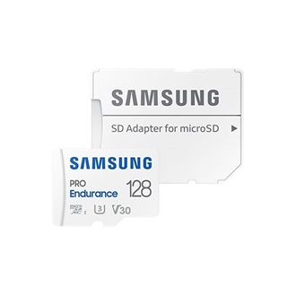 Samsung 128GB PRO Endurance (+adapter) UHS-1 Class10 U3 V30 vízálló ütésálló microSDXC memóriakártya BOX fehér