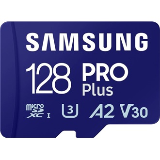 Samsung 128GB PRO Plus UHS-1 Class10 U3 V30 A2 microSDXC memóriakártya BOX kék