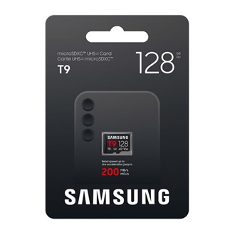 Samsung 128GB T9 UHS-1 Class10 U3 V30 A2 microSDXC memóriakártya BOX fekete