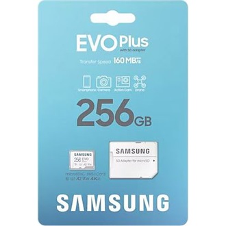 Samsung 256GB EVO Plus (+adapter) UHS-1 Class10 U3 V30 A2 microSDXC memóriakártya BOX fehér