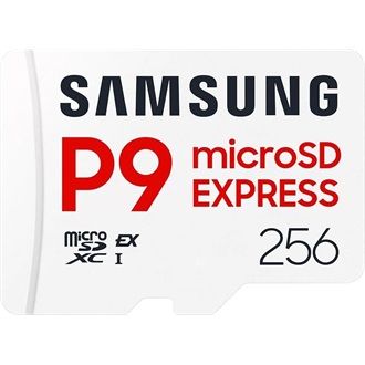 Samsung 256GB P9 Express UHS-1 Class10 U3 V30 A1 vízálló ütésálló microSDXC memóriakártya BOX fehér