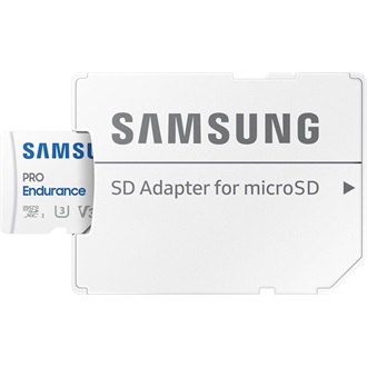 Samsung 256GB PRO Endurance (+adapter) UHS-1 Class10 U3 V30 vízálló ütésálló microSDXC memóriakártya BOX fehér