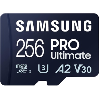 Samsung 256GB PRO Ultimate (+adapter) UHS-1 Class10 U3 V30 A2 vízálló ütésálló microSDXC memóriakártya BOX kék