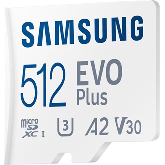 Samsung 512GB EVO Plus (+adapter) UHS-1 Class10 U3 V30 A2 microSDXC memóriakártya BOX fehér