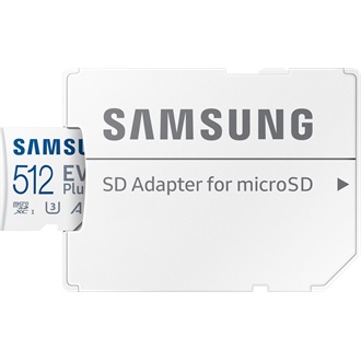 Samsung 512GB EVO Plus (+adapter) UHS-1 Class10 U3 V30 A2 microSDXC memóriakártya BOX fehér