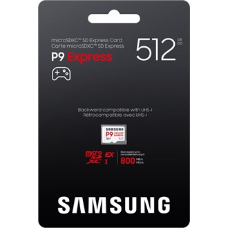 Samsung 512GB P9 Express UHS-1 Class10 U3 V30 A1 vízálló ütésálló microSDXC memóriakártya BOX fehér