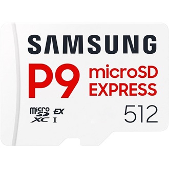 Samsung 512GB P9 Express UHS-1 Class10 U3 V30 A1 vízálló ütésálló microSDXC memóriakártya BOX fehér